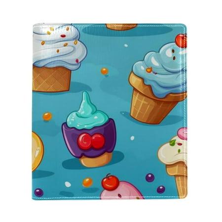 OWNTA Ice Cream Pattern Premium PU Leather Book Protector: Stylish and Durable Book Covers for Checkbook  Notebooks  and More - 9.8x11 Inches