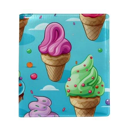 OWNTA Ice Cream Pattern Premium PU Leather Book Protector: Stylish and Durable Book Covers for Checkbook  Notebooks  and More - 9.8x11 Inches