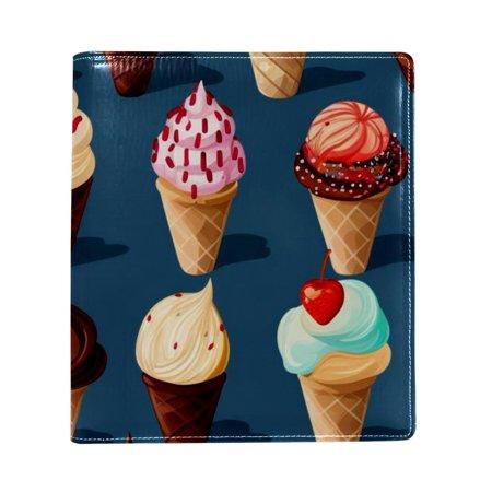 OWNTA Ice Cream Pattern Premium PU Leather Book Protector: Stylish and Durable Book Covers for Checkbook  Notebooks  and More - 9.8x11 Inches