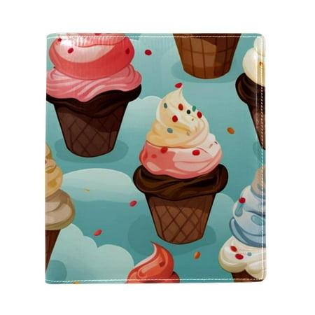 OWNTA Ice Cream Pattern Premium PU Leather Book Protector: Stylish and Durable Book Covers for Checkbook  Notebooks  and More - 9.8x11 Inches