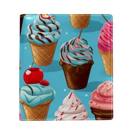 OWNTA Ice Cream Pattern Premium PU Leather Book Protector: Stylish and Durable Book Covers for Checkbook  Notebooks  and More - 9.8x11 Inches