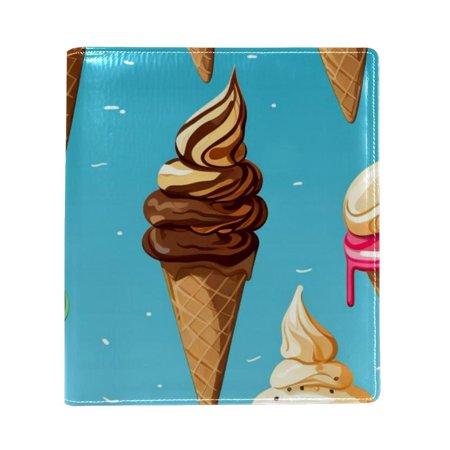 OWNTA Ice Cream Pattern Premium PU Leather Book Protector: Stylish and Durable Book Covers for Checkbook  Notebooks  and More - 9.8x11 Inches