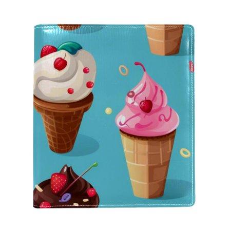 OWNTA Ice Cream Pattern Premium PU Leather Book Protector: Stylish and Durable Book Covers for Checkbook  Notebooks  and More - 9.8x11 Inches