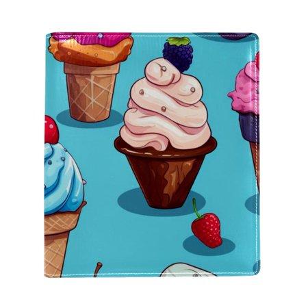 OWNTA Ice Cream Pattern Premium PU Leather Book Protector: Stylish and Durable Book Covers for Checkbook  Notebooks  and More - 9.8x11 Inches