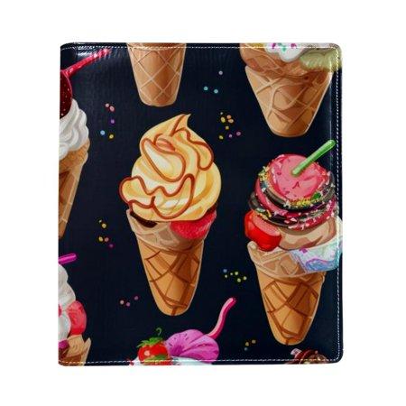 OWNTA Ice Cream Pattern Premium PU Leather Book Protector: Stylish and Durable Book Covers for Checkbook  Notebooks  and More - 9.8x11 Inches