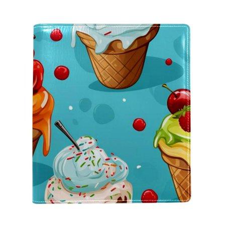 OWNTA Ice Cream Pattern Premium PU Leather Book Protector: Stylish and Durable Book Covers for Checkbook  Notebooks  and More - 9.8x11 Inches