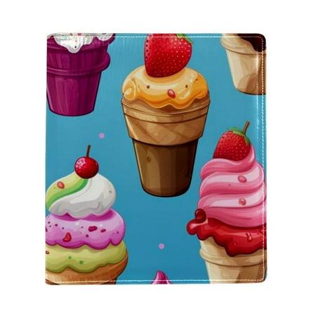 OWNTA Ice Cream Pattern Premium PU Leather Book Protector: Stylish and Durable Book Covers for Checkbook  Notebooks  and More - 9.8x11 Inches