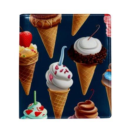OWNTA Ice Cream Pattern Premium PU Leather Book Protector: Stylish and Durable Book Covers for Checkbook  Notebooks  and More - 9.8x11 Inches