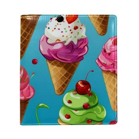 OWNTA Ice Cream Pattern Premium PU Leather Book Protector: Stylish and Durable Book Covers for Checkbook  Notebooks  and More - 9.8x11 Inches