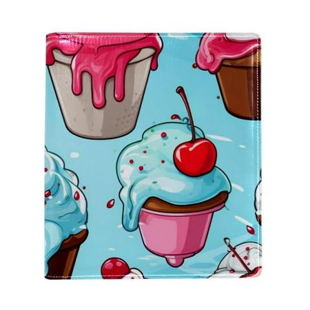 OWNTA Ice Cream Pattern Premium PU Leather Book Protector: Stylish and Durable Book Covers for Checkbook  Notebooks  and More - 9.8x11 Inches