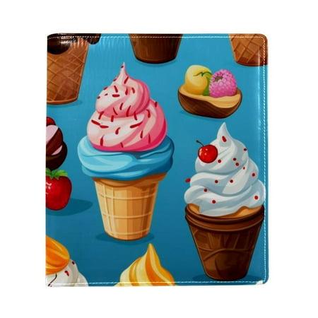 OWNTA Ice Cream Pattern Premium PU Leather Book Protector: Stylish and Durable Book Covers for Checkbook  Notebooks  and More - 9.8x11 Inches