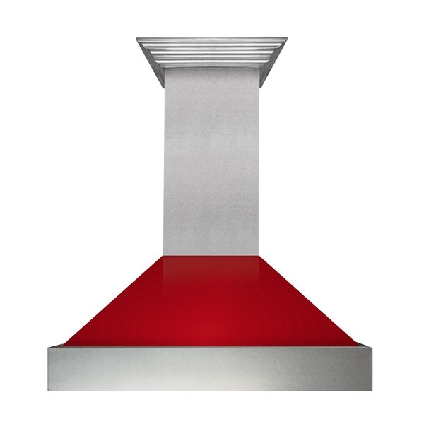 ZLINE 8654-42 280 - 700 CFM 42 Inch Wide Wall Mounted Range Hood with Stainless Steel Baffle Filters Red Matte Cooking Appliances Range Hoods Wall