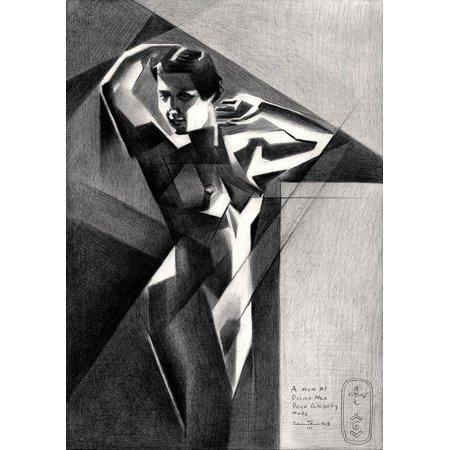 A Non AI-Driven Neo Deco Celebrity Nude a 09-03-23 Poster Print - Corne Akkers (24 X 34)