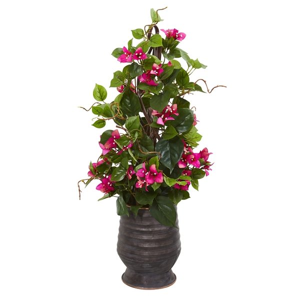 Nearly Natural 27  Bougainvillea Artificial Climbing Plant in Ribbed Planter