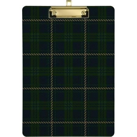 Bestwell Green Navy Blue Flannel Buffalo Plaid Clipboards for Kids Student Women Men Letter Size Plastic Low Profile Clip  9 X 12.5 in  Golden Clip