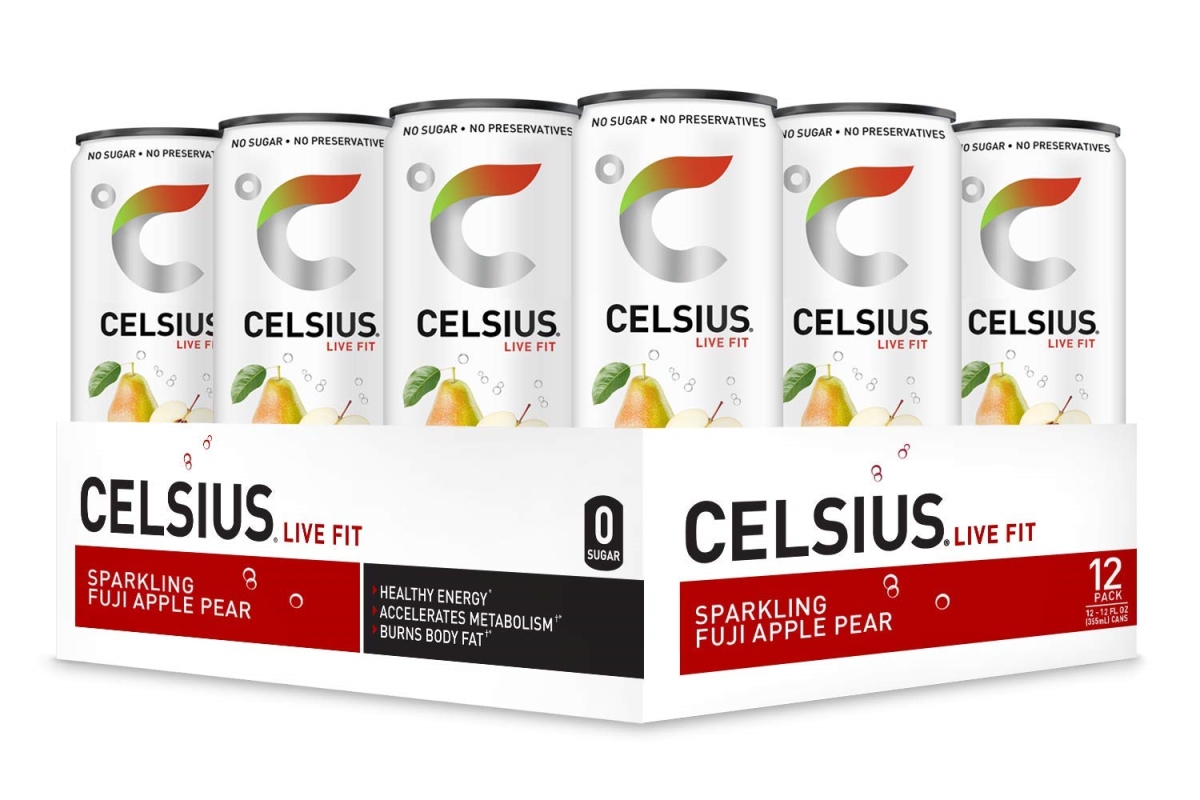 Celsius Energy Drink Sparkling Fuji Apple Pear 12 Fl Oz Each / Pack of 12