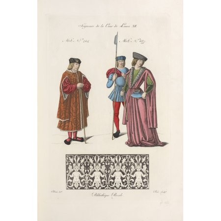 Seigneurs De La Cour De Louis XII. MS. No. 4804. MS. No. 6877. [Design of Four Monsters with Vegetal Shapes.] (1839) Poster Print by Nicolas Xavier Wi