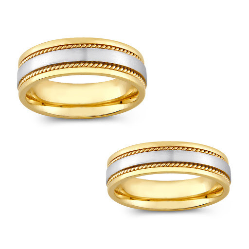 BF-0036-7 6 Mm 14K Two Tone Gold Womens Rope Detail Comfort Fit Wedding Band - Size 7