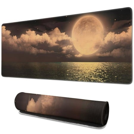 Gaming Mouse Pad Large Mouse Pads for Desk Non-Slip Rubber Base Extended Mousepad XXL Keyboard Mouse Mat Computer Keyboard Desk Pad with Stitched Edge