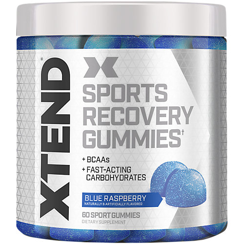 XTEND Sports Recovery Gummies with 3.5g Branched Chain Amino Acids, BCAAs + Fast-Acting Carbohydrates, Blue Raspberry, 60 Gummies