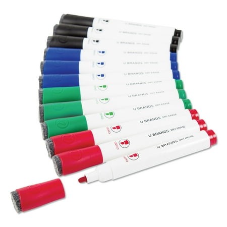 1PC U Brands Chisel Tip Low-Odor Dry-Erase Markers with Erasers  Broad Chisel Tip  Assorted Colors  12/Pack