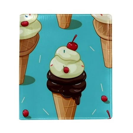 OWNTA Ice Cream Pattern Premium PU Leather Book Protector: Stylish and Durable Book Covers for Checkbook  Notebooks  and More - 9.8x11 Inches