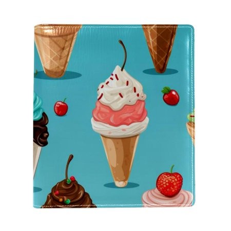 OWNTA Ice Cream Pattern Premium PU Leather Book Protector: Stylish and Durable Book Covers for Checkbook  Notebooks  and More - 9.8x11 Inches