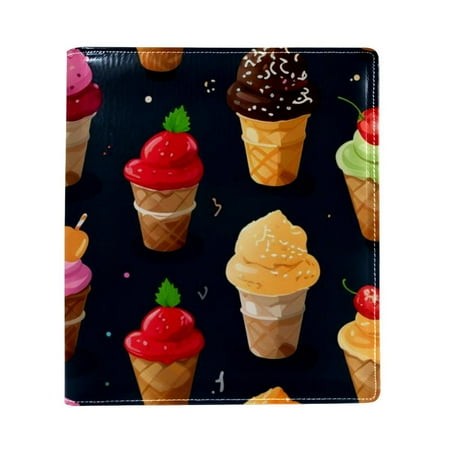 OWNTA Ice Cream Pattern Premium PU Leather Book Protector: Stylish and Durable Book Covers for Checkbook  Notebooks  and More - 9.8x11 Inches