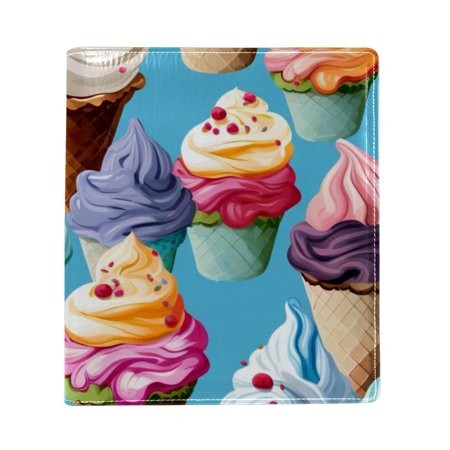 OWNTA Ice Cream Pattern Premium PU Leather Book Protector: Stylish and Durable Book Covers for Checkbook  Notebooks  and More - 9.8x11 Inches