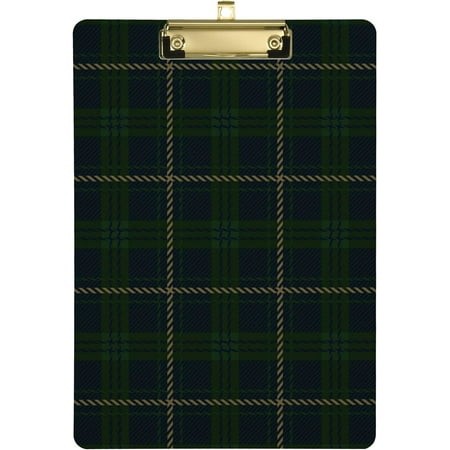 Coolnut Green Navy Blue Flannel Buffalo Plaid Clipboards for Kids Student Women Men Letter Size Plastic Low Profile Clip  9 X 12.5 in  Golden Clip
