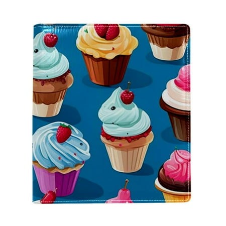 OWNTA Ice Cream Pattern Premium PU Leather Book Protector: Stylish and Durable Book Covers for Checkbook  Notebooks  and More - 9.8x11 Inches
