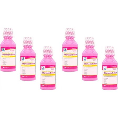 Quality Choice Regular Strength Pink Bismuth Liquid Stomach Relief  12 Fl Oz. (Pack of 6)