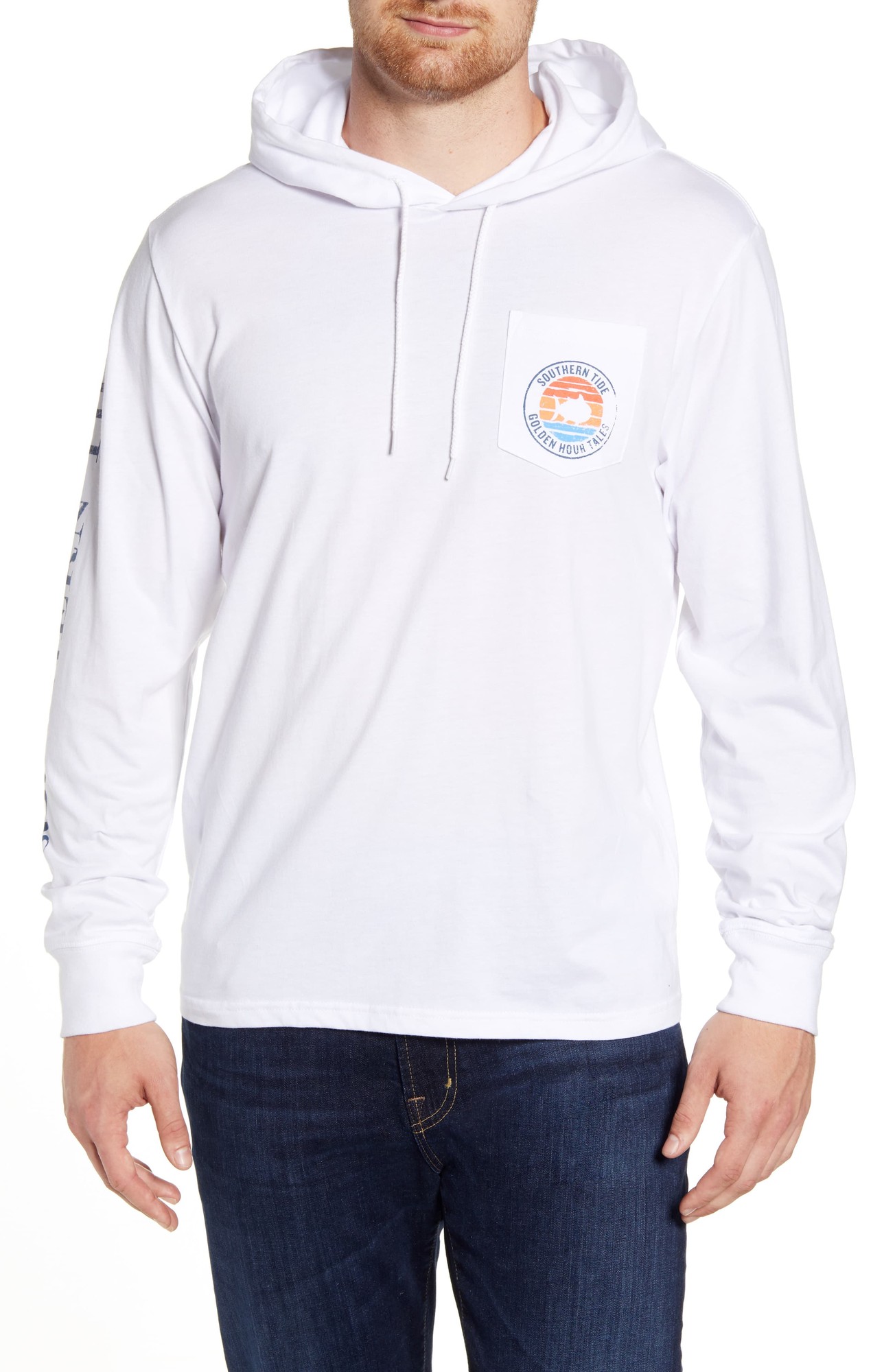 Men's Southern Tide Golden Hour Tales Pocket Hoodie, Size X-Large - White