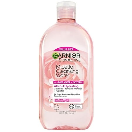 Garnier SkinActive Micellar Water with Rose Water  Hydrating Facial Cleanser and Makeup Remover  23.7 Fl Oz
