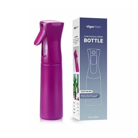 VIGOR PATH Continuous Spray Bottle with Ultra Fine Mist - Versatile Water Sprayer for Hair  Home Cleaning  Salons  Plants  Aromatherapy  and More - Ha