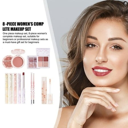 Azrian Beauty Care/Body Care 8 Piece Make up Set Make up Sets Make up Set for Women Includes Lipstick Blush Eyeshadow Palettes Eyebrow Pencil and Conc