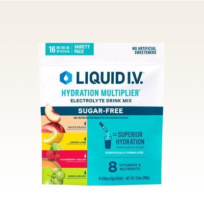 Liquid I.V. ® Sugar-Free Variety Pack Powdered Hydration Multiplier ® (16 Pack) - Powdered Electrolyte Drink Mix Packets