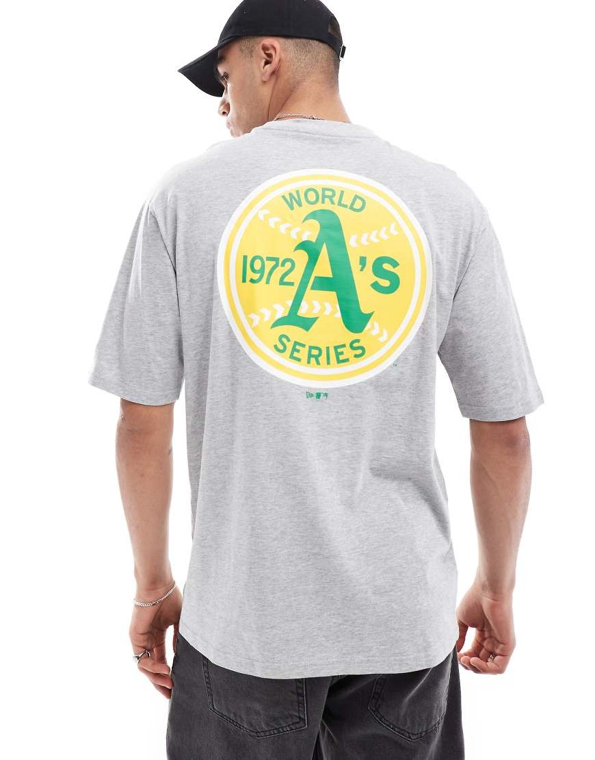 New Era Oakland Athletics World Series T-shirt in Grey-Blue
