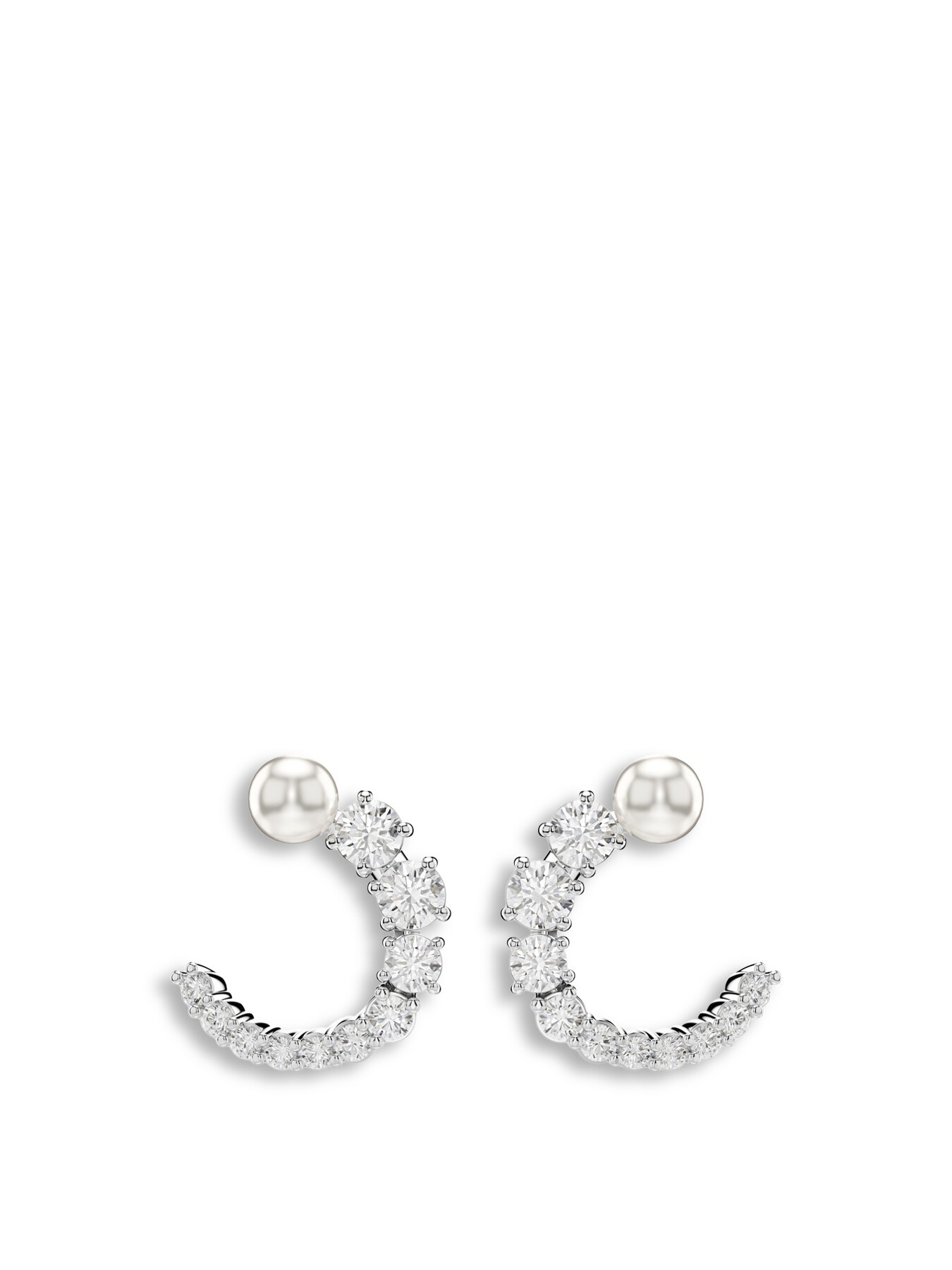 Swarovski Matrix Rhodium Plated Circle Pearl & Crystal Earrings 5692260 in Silver
