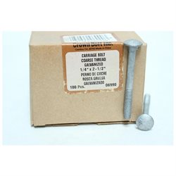 BAB 1/4 X 2-1/2 Carriage Bolt, Coarse Thread, Galvanized, 100Pk Crown Bolt