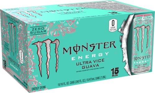 Monster Energy Ultra Vice Guava, Sugar Free Energy Drink, 16 Ounce (Pack of 15) thumbnail