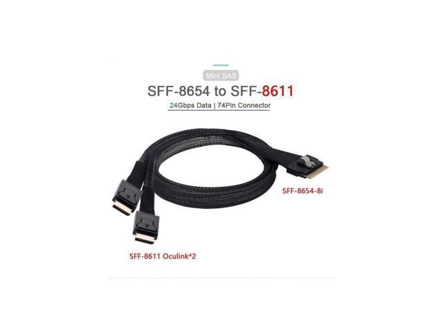 BUCIER PCI-E Ultraport Slimline SAS Slim 4.0 SFF-8654 8i 74pin to Dual Oculink SFF-8611 Cable 50cm PCI-Express