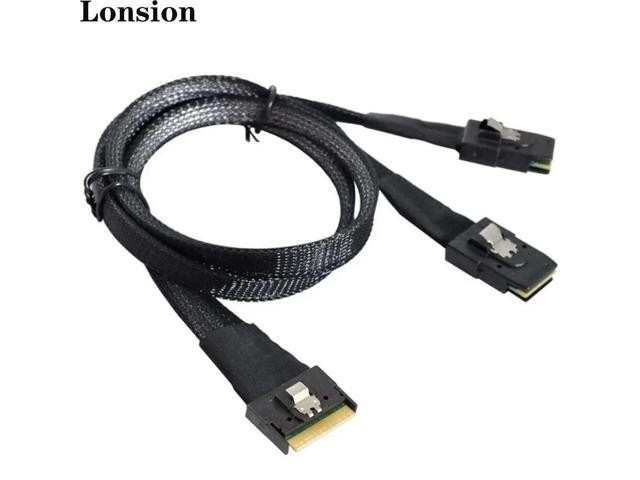 For SlimSAS SFF-8654 8I 74P to 2 Ports SAS SFF-8087 Server Con Tion Cable