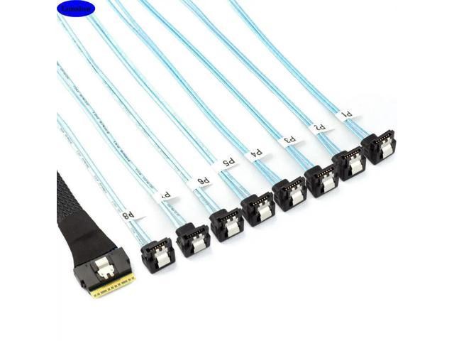 For PCI-E SAS SFF-8654 8I to 8 Ports SATA 90 Degree Server Hard Drive Adapter Cable