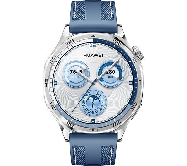 HUAWEI Watch GT 5 - Silver, Blue Woven Nylon Strap, 46 Mm