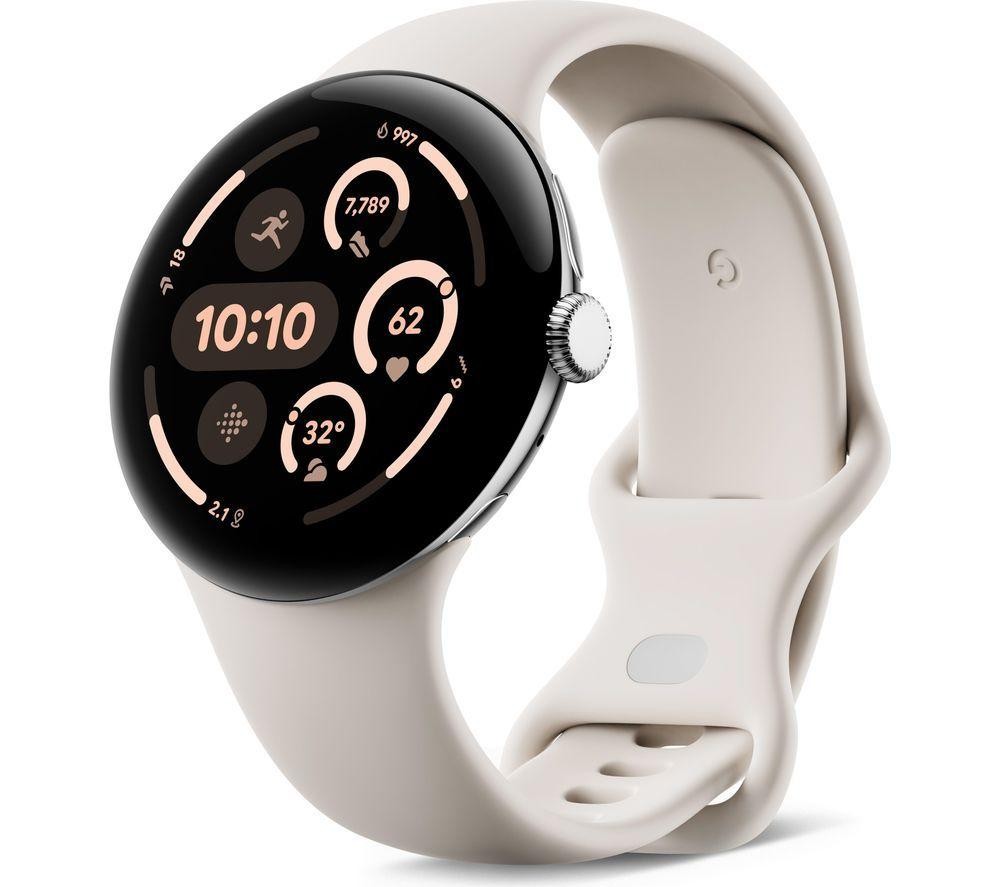 GOOGLE Pixel Watch 3 4G LTE - Silver, Porcelain Band, 45 Mm