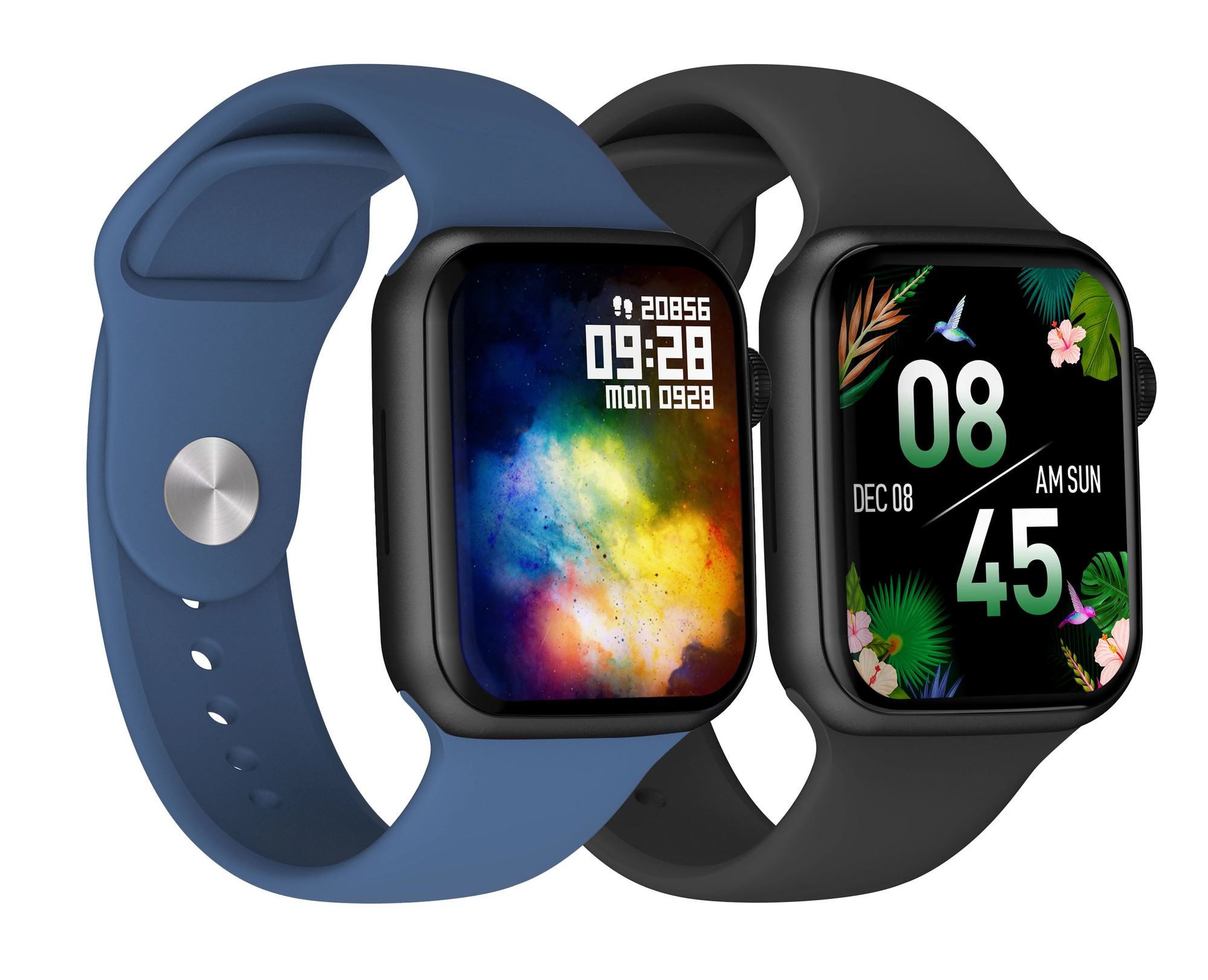 DCU TECNOLOGIC - Color Full 2 Smartwatch - Smartwatch with 2 Wristbands: Black and Navy Blue - 1.91 Inch IPS Touch Screen - IP67-128 Waterproof Sports
