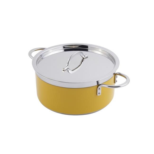 Bon Chef 60302YELLOW 9.37 in. Dia. Classic Country French Collection 4 Quart Pot with Cover  Yellow - 9 Oz