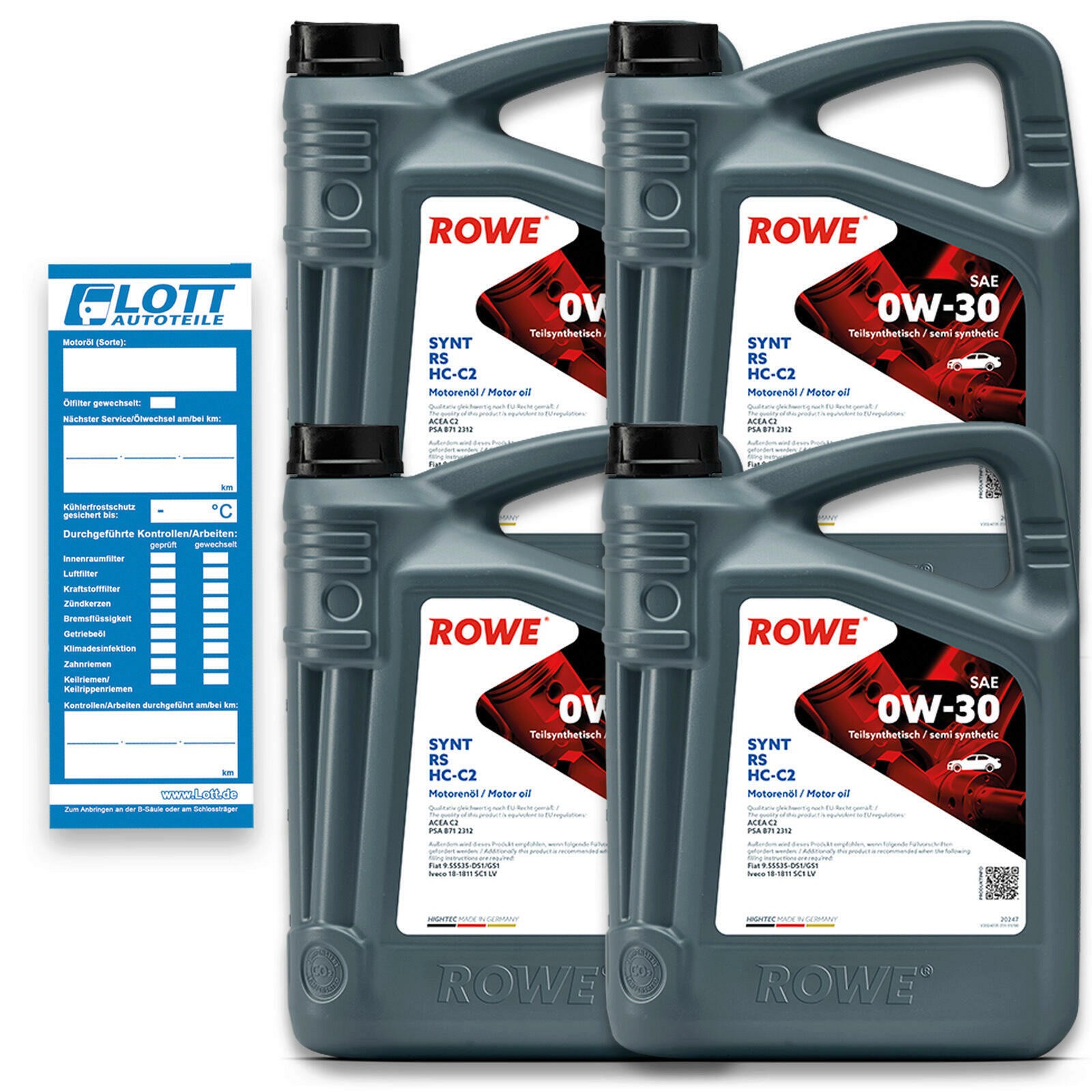 20L ROWE HIGHTEC SYNT RS SAE 0W-30 HC-C2 Motoröl ACEA C2 PSA B71 2312 Motorenöl 20247-0200-99