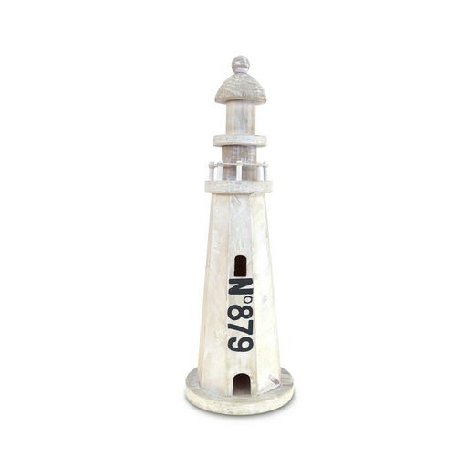 Puzzled White Wood Large Lighthouse Handcrafted Nautical Decor